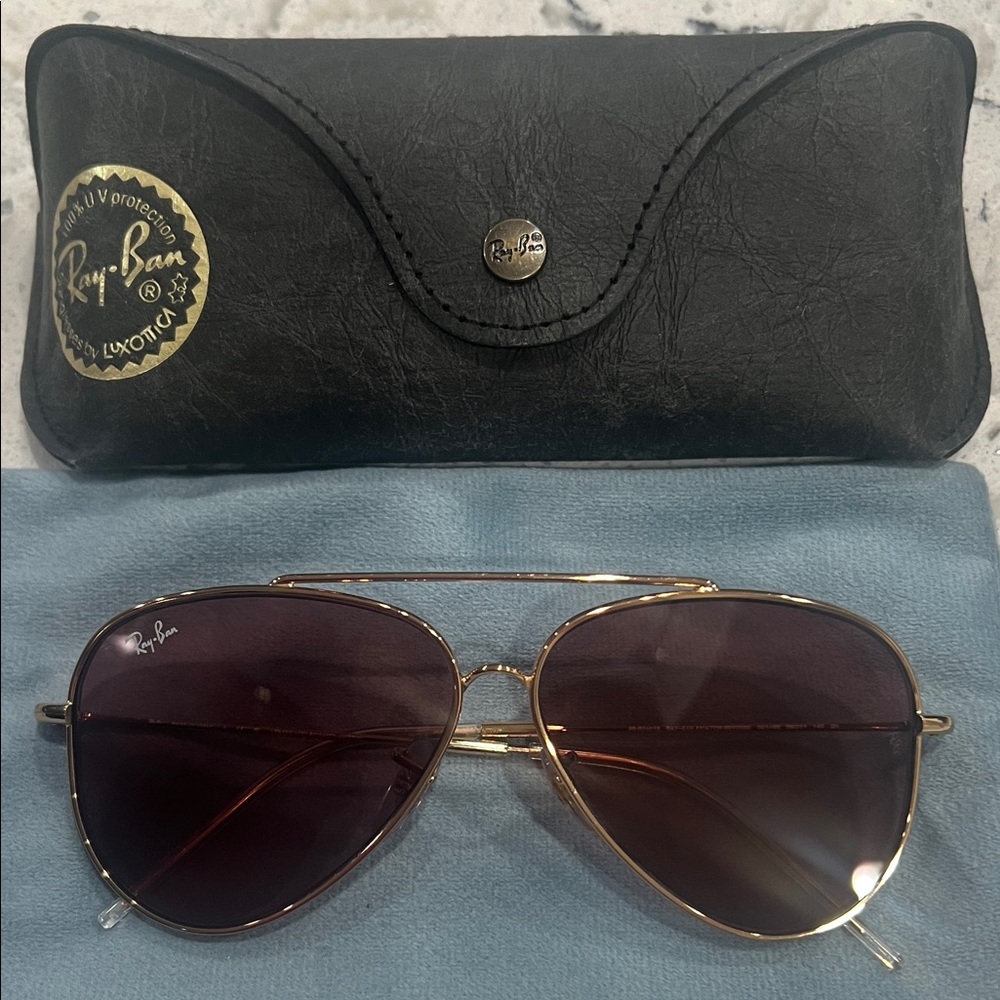 Ray-Ban Lenny Kravitz Reverse Aviator Sunglasses Gold Frame with Pink Lenses